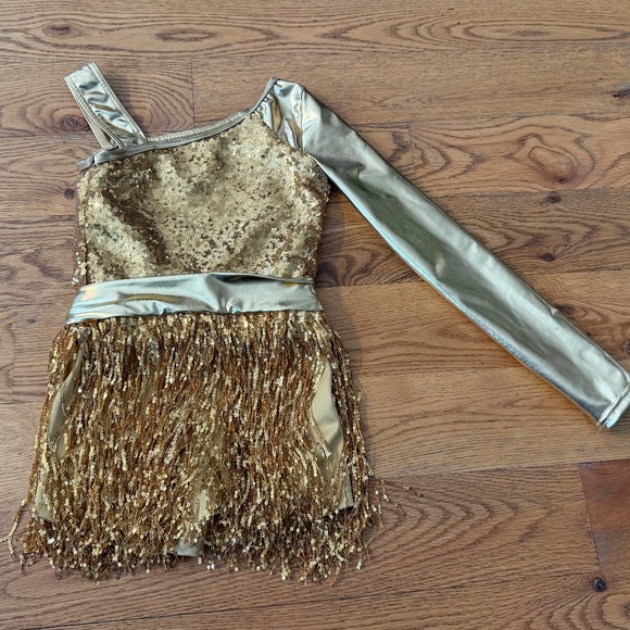 Gold Girl's Glitter Sparkle Dance Flapper Costume - Picture 8 of 10